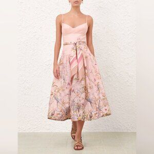Zimmermann | Dresses | Zimmermann Cassia Floral Birds Linen Backless Halter  Mid Dress Us Size 8 | Poshmark